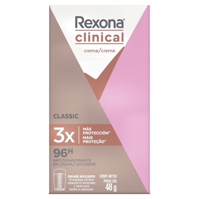 Desodorante antitranspirante em creme stick rexona clinical classic 58g