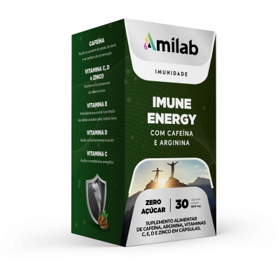 Amilab Imune Energy Com Cafeina e Arginina 30 Cápsulas