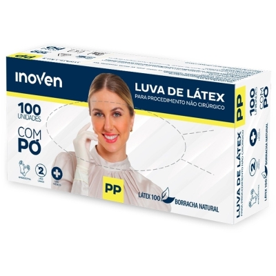 Luva Descartavel Latex Inoven Com Po PP uso Médico 100un