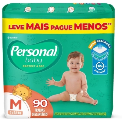 Fralda personal baby protect sec tamanho m 90 unidades leve mais pague menos (giga)