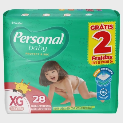 Fralda personal baby protect sec tamanho xg 28 unidades (mega)