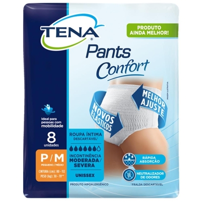 Fralda Tena Pants Confort P/M 8Un 