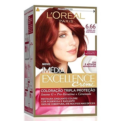 Tintura L oreal imedia excellence creme n 6.66 vermelho acetinado