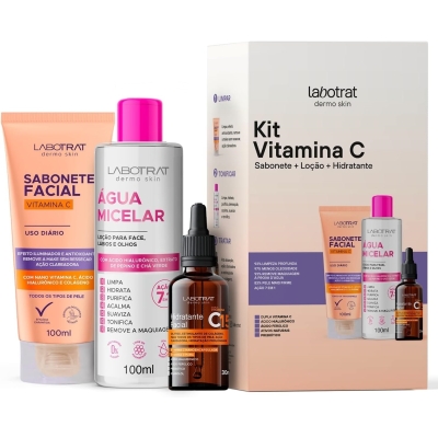 Kit facial labotrat vitamina c sabonete + agua micelar + serum vitamina c