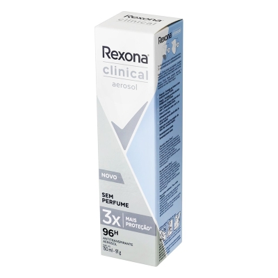 Desodorante antitranspirante aerosol rexona clinical sem perfume 150ml