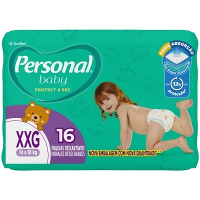 Fralda personal baby protect sec tamanho xxg 16 unidades (jumbo)