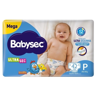 Fralda babysec ultrasec galinha pintadinha tamanho p 42 unidades (mega)