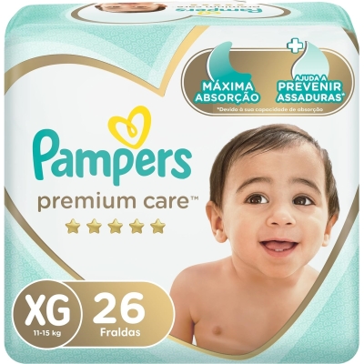 Fralda pampers premium care jumbo xg 26un