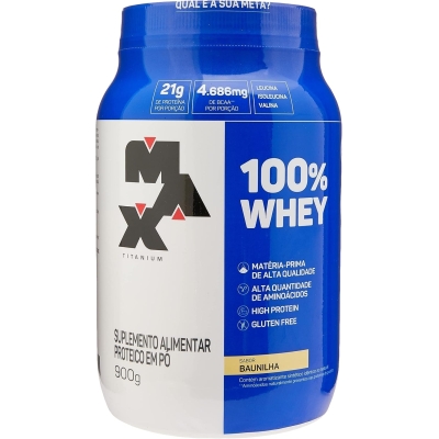 100% whey baunilha max titanium pote 900g