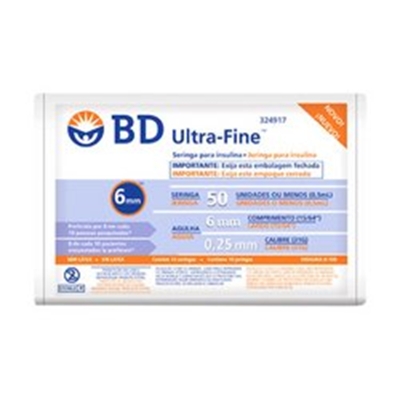 Seringa Bd U.Fine 50Ui 6Mmx0 25Mm 10Un 