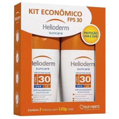 Kit Protetor Solar Helioderm Suncare 2 Unidades, FPS 30, 120g Cada