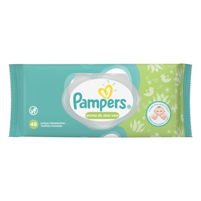 Lenco umedecido Pampers aloe-vera, leve 4 pague 3 pacotes com 48 unidades cada