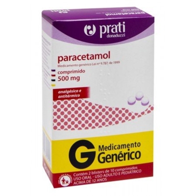 Paracetamol 500mg 20 Comprimidos Prati