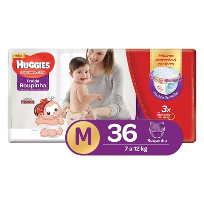 Fralda roupinha huggies supreme care tamanho m 36 unidades (mega)