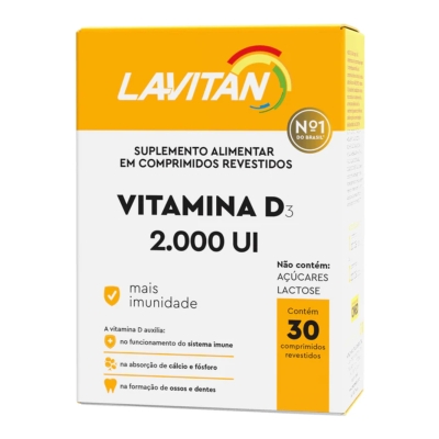 Lavitan Vitamina D 2.000 UI Sem Glúten Com 30 Comprimidos