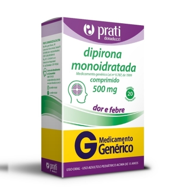 Dipirona Monoidratada 500mg 20 comprimidos Prati