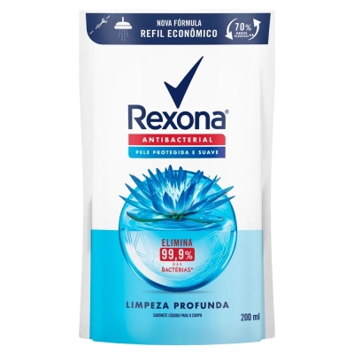 Sabonete liquido rexona antibacterial limpeza profunda refil 200ml