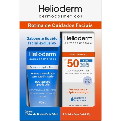 Kit helioderm facial fps50+sabonete liquido,