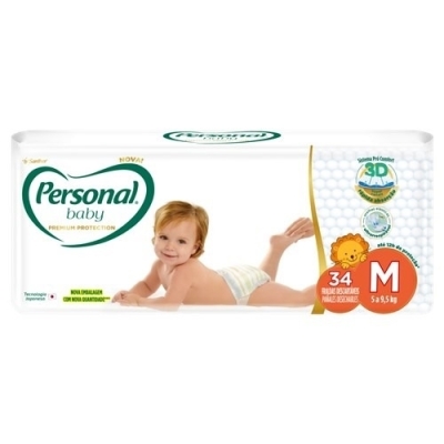 Fralda personal baby premium protection tamanho m 34 unidades (mega)