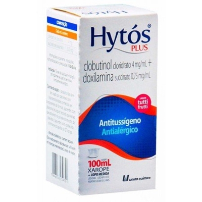 Hytos plus xarope 100ml uniao quimica (clobutinol+doxilamina)