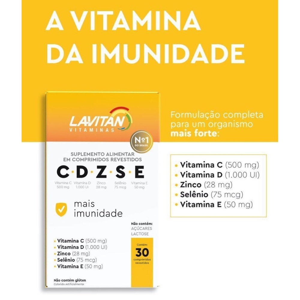 Lavitan CDZSE Imunidade 30 Comprimidos | Rede Biomax - Rede Biomax