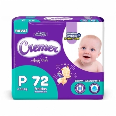 Fralda cremer Magic care P, 1 pacote com 72 unidades