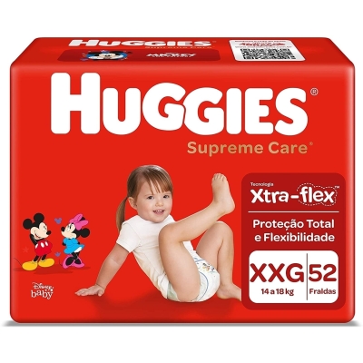 Fralda Descartavel Huggies Supreme care XXG 52 unidades