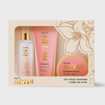 Kit Sens Labotrat Hidratante + Esfoliante + Body Splash Orquidea e Jasmim