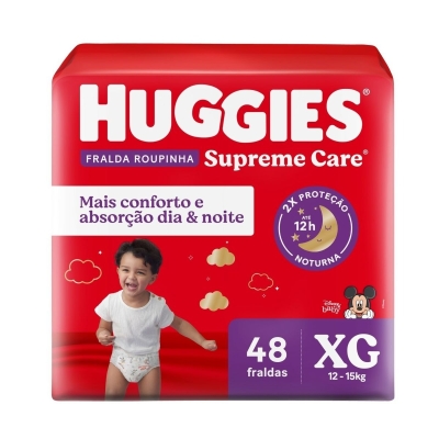 Fralda roupinha huggies supreme care tamanho xg 48 unidades (hiper)