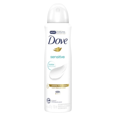 Desodorante antitranspirante aerosol dove sensitive sem perfume 150ml