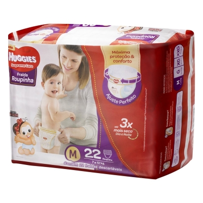 Fralda Roupinha Huggies Supreme care M, pacote com 22 unidades