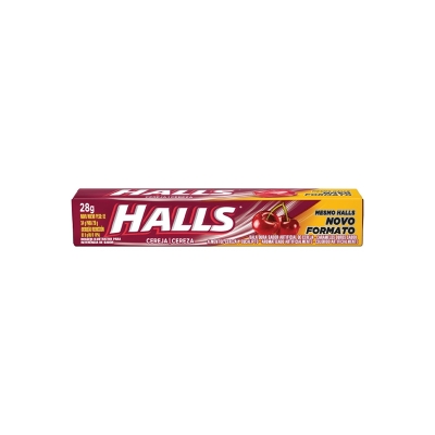 Bala Halls cereja, 1 unidade com 34g