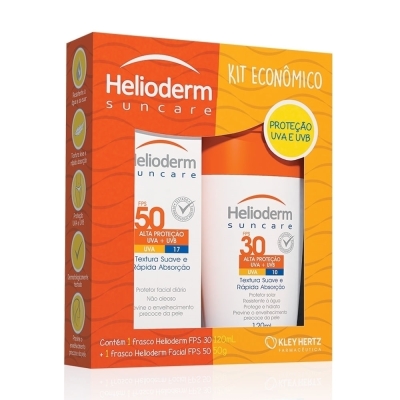 Kit Protetor Solar Helioderm Suncare FPS 30 com 120g + Facial FPS 50 com 50g