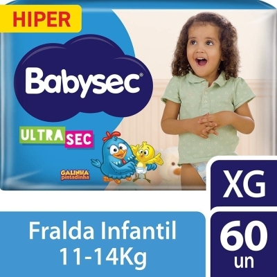 Fralda babysec ultrasec galinha pintadinha tamanho xg 60 unidades (hiper)