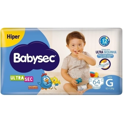 Fralda babysec ultrasec galinha pintadinha tamanho g 64 unidades (hiper)