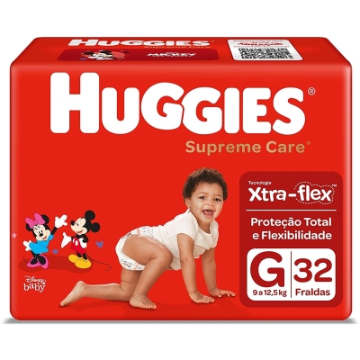 Fralda huggies supreme care tamanho g 32 unidades (mega)