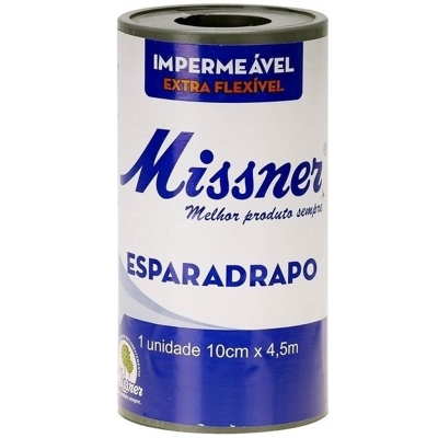 Esparadrapo impermeavel Missner branco, 1 unidade com 10cm x 4,5m