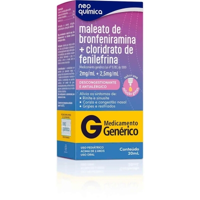 Maleato de Bronfeniramina 2mg/ml e Cloridrato de Fenilefrina 2,5mg/ml 20ml Neo Química