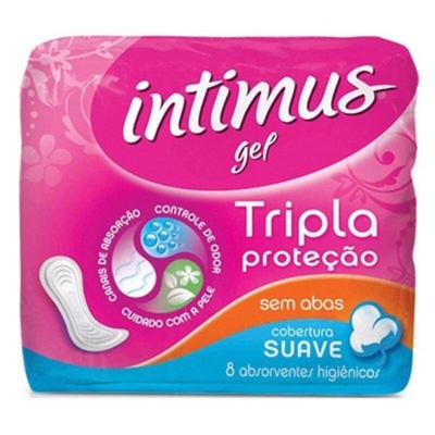 Absorvente intimus Tripla Protecao sem abas, suave com 8 unidades