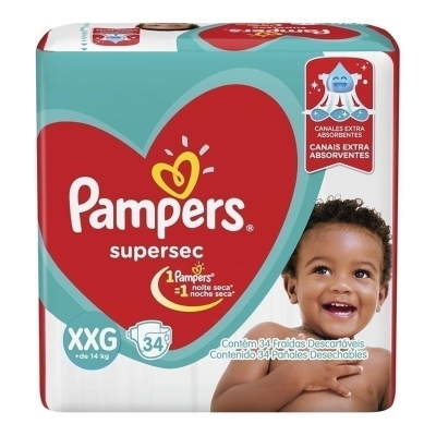 Fralda pampers supersec tamanho xxg 34 unidades (hiper)