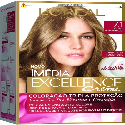 Tintura em creme imedia excellence louro acinzentado 7.1