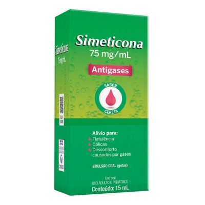 Simeticona Cimed 75mg/mL, Caixa Com 1 Frasco Gotejador Com 15mL De Emulsão De Uso Oral, Sabor Cereja