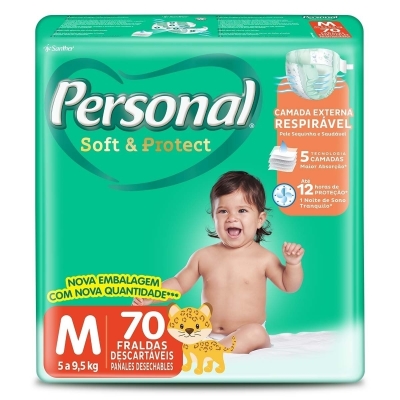 Fralda personal baby protect sec tamanho m 70 unidades (hiper)