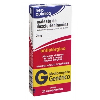 Dexclorfeniramina 2mg 20 comprimidos neo quimica