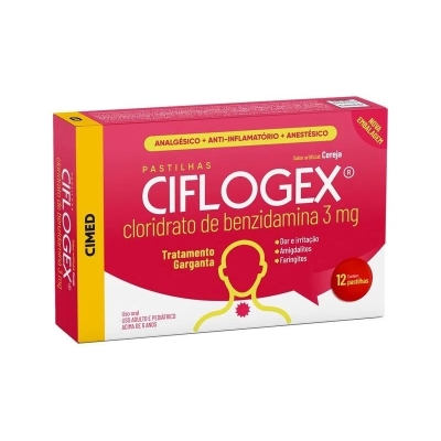 Ciflogex pastilha cereja 12 pastilhas cimed (benzidamina)