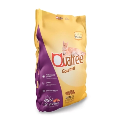 Ração Para Gatos Quatree Premium Gourmet Adultos Castrados Mix De Carnes, Pacote Com 1Kg