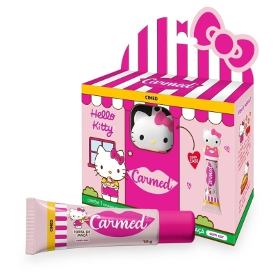 Hidratante labial carmed hello kitty torta de maca com cor 10g