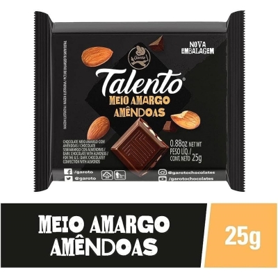 Chocolate talento meio amargo amendoas 90g