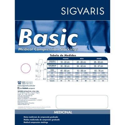 Meia 7/8 Sigvaris Basic 20-30mmHg G normal (G2), ponteira aberta, bege