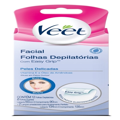 Folha depil veet 12un facial pele delicada